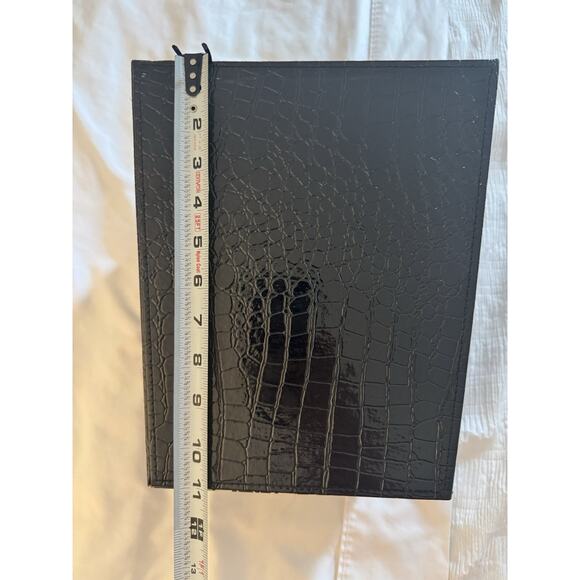 Black Wastebasket Faux Crocodile-Embossed Shiny Bathroom Office Trash Garbage - Picture 5 of 8